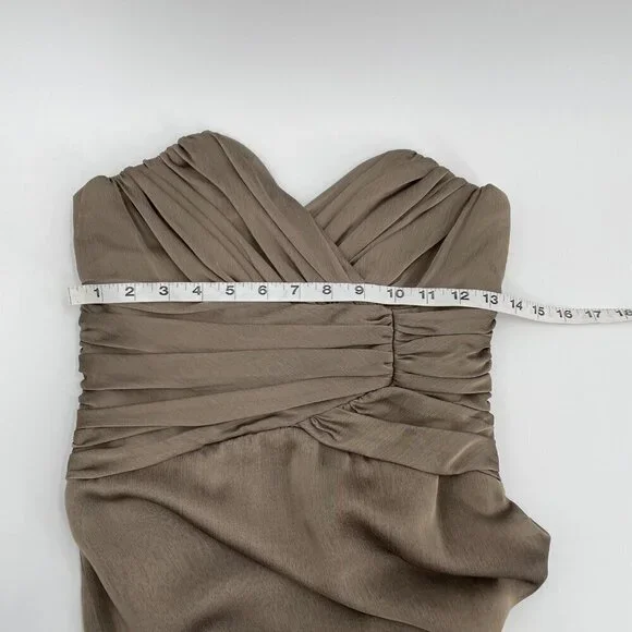 Alvina Valenta Taupe Sweetheart Neck Prom Chiffon Bridesmaid Dress Womens Size 6 - Picture 9 of 11